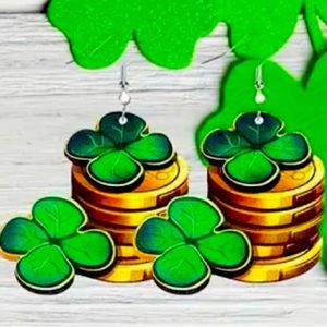 Shamrocks carved into the wooden surface. Lightweight and comfortable to wear.